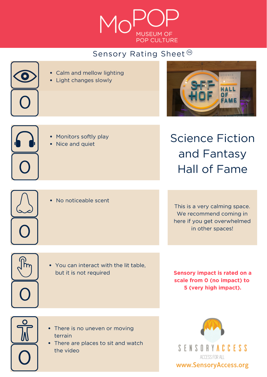 Science Fiction and Fantasy Hall of Fame Sensory Rating