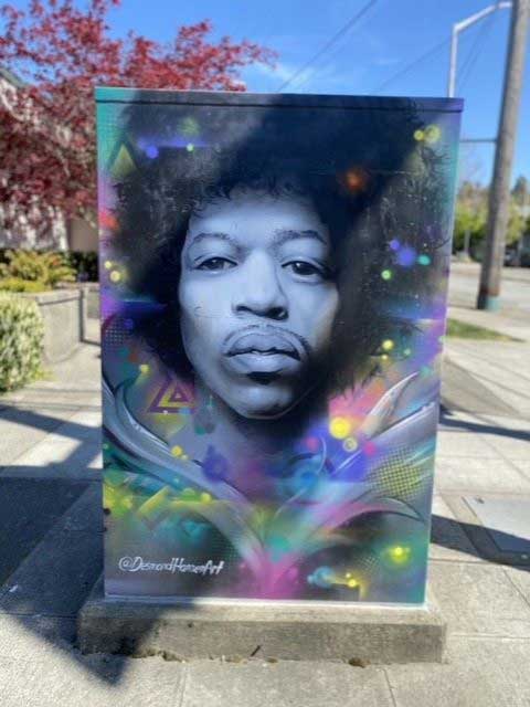 Jimi Hendrix mural by Seattle artist Desmond Hansen